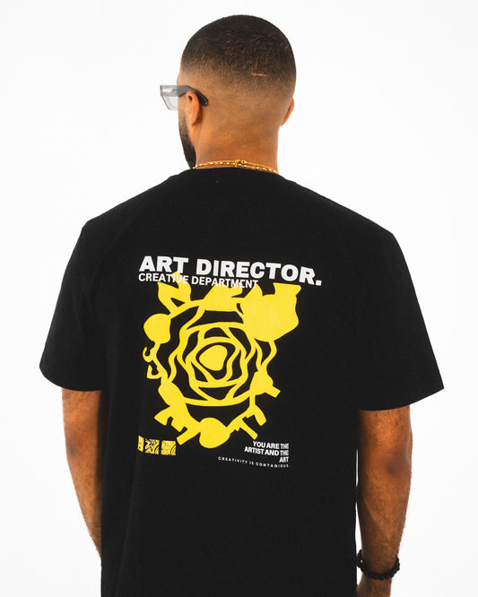 T-shirt noir avec logo jaune
