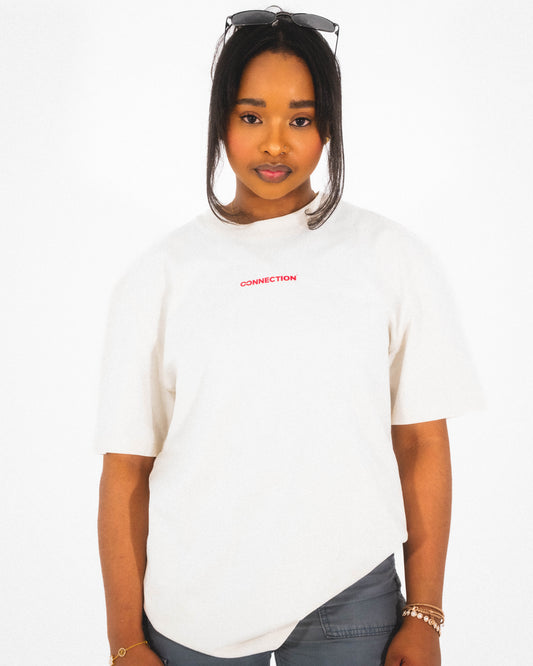 T-shirt blanc avec logo rouge
