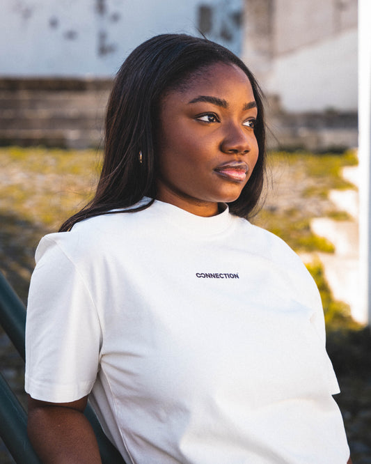 T-shirt blanc avec logo marron